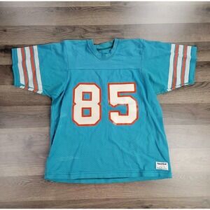 Vintage 80s Miami Dolphins Jersey Sand Knit NFL Authentic #85 USA Made Large
